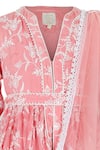 Rang By Les Petits_Pink Polyester, Satin Embroidery, Lace Floral Peplum Kurta Sharara Set _Online_at_Aza_Fashions