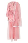 Buy_Rang By Les Petits_Pink Polyester, Satin Embroidery, Lace Floral Peplum Kurta Sharara Set _at_Aza_Fashions