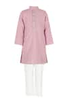 Buy_Rang By Les Petits_Purple Cotton Sequins, Embroidery Striped Kurta Set _at_Aza_Fashions