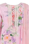 Rang By Les Petits_Pink Polyester Lace Floral Print Kurta Set _Online_at_Aza_Fashions