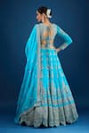 Shop_Samyukta Singhania_Blue Silk Embroidery, Zari V-neck Raw Lehenga Set _at_Aza_Fashions