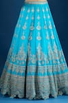 Samyukta Singhania_Blue Silk Embroidery, Zari V-neck Raw Lehenga Set _at_Aza_Fashions
