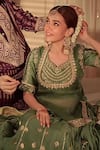 Vinita Bhansali_Green Silk Sequins, Zari Round Neck Bhavna Rajputi Lehenga Set _at_Aza_Fashions