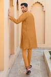 Shop_Sanvir Singh_Orange Chanderi, Cotton Zari Thread Placement Kurta Set _at_Aza_Fashions