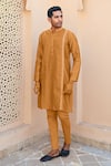 Buy_Sanvir Singh_Orange Chanderi, Cotton Zari Thread Placement Kurta Set _Online_at_Aza_Fashions