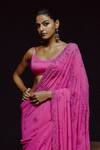 Dolly J_Pink Georgette Sequins, Beads, Embroidery Scoop Eclat Embellished Saree Set _Online_at_Aza_Fashions