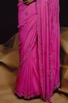 Buy_Dolly J_Pink Georgette Sequins, Beads, Embroidery Scoop Eclat Embellished Saree Set _Online_at_Aza_Fashions
