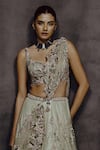 Dolly J Green Tulle, Net Embroidery, Sequins, Stones, Metallic Verde Bloom Lehenga Set Online at Aza Fashions Dolly J_Green Tulle, Net Embroidery, Sequins, Stones, Metallic Verde Bloom Lehenga Set _Online_at_Aza_Fashions