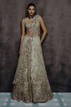 Buy Dolly J Green Tulle, Net Embroidery, Sequins, Stones, Metallic Verde Bloom Lehenga Set at Aza Fashions Buy_Dolly J_Green Tulle, Net Embroidery, Sequins, Stones, Metallic Verde Bloom Lehenga Set _at_Aza_Fashions