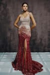 Buy Dolly J Red Tulle, Net Sequins, Stones Scoop Neck Vermilion Glint Ombre Gown at Aza Fashions Buy_Dolly J_Red Tulle, Net Sequins, Stones Scoop Neck Vermilion Glint Ombre Gown _at_Aza_Fashions