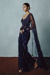 Buy_Dolly J_Navy Net, Tulle Sequins, Embroidery, Beads Twilight Embellished Saree Set _Online_at_Aza_Fashions