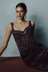 Dolly J_Wine Tulle, Silk Satin Beads, Sequins Aubergine Ember Embellished Gown _Online_at_Aza_Fashions