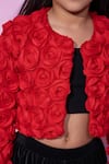 Lil Drama_Red Georgette Fabric Flowers Rose Applique Jacket _Online_at_Aza_Fashions