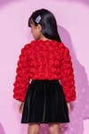 Shop_Lil Drama_Red Georgette Fabric Flowers Rose Applique Jacket _at_Aza_Fashions