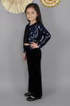 Lil Drama_Navy Velvet Sequins Jacket And Pant Set _at_Aza_Fashions