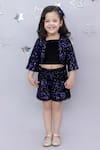 Buy_Lil Drama_Navy Velvet Sequins Embellished Jacket And Shorts Set _at_Aza_Fashions