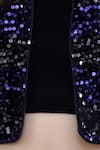 Shop_Lil Drama_Navy Velvet Sequins Jacket And Shorts Set _Online_at_Aza_Fashions