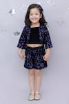 Buy_Lil Drama_Navy Velvet Sequins Jacket And Shorts Set _at_Aza_Fashions
