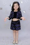 Buy_Lil Drama_Navy Velvet Sequins Jacket And Shorts Set 