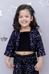 Shop_Lil Drama_Navy Velvet Sequins Jacket And Shorts Set 