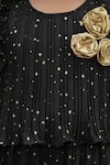 Shop_Lil Drama_Black Polyester Fabric Flowers, Foil Printing Star Pleated Top And Pant Set _Online_at_Aza_Fashions