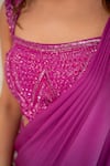 Buy_Rirasa_Magenta Satin Tassels, Heer Embellished Pre-draped Pant Saree With Blouse _Online_at_Aza_Fashions