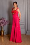 Shop_Rirasa_Pink Georgette Crystals, Sequins, Beads Square Neck Gulaabo Embroidered Jumpsuit _at_Aza_Fashions