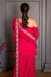 Shop_Ritika Verma_Pink Georgette, Shantoon Sequins, Pearls, Beads, Off Cutdana Top Gharara Set _at_Aza_Fashions