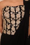 Ritika Verma_Black Crepe Tassels, Amira Floral Embroidered Corset With Pre-draped Saree _Online_at_Aza_Fashions