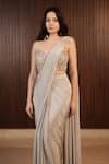 Buy_Rirasa_Silver Crepe Sequins, Azza Cutdana Embroidered Corset With Pre-draped Saree _at_Aza_Fashions