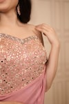 Rirasa_Pink Crepe, Net Sequins, Mirrors Aalia Embroidered Corset With Pre-draped Saree _Online_at_Aza_Fashions