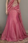 Buy_Rirasa_Pink Tissue Sequins, Embroidery, Azra Pre-draped Lehenga Saree With Blouse _Online_at_Aza_Fashions