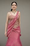 Shop_Rirasa_Pink Tissue Sequins, Embroidery, Azra Pre-draped Lehenga Saree With Blouse _Online_at_Aza_Fashions