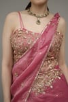 Rirasa_Pink Tissue Sequins, Embroidery, Azra Pre-draped Lehenga Saree With Blouse _at_Aza_Fashions