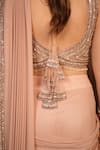 Ritika Verma_Pink Lycra Sequins, Stones Nadia Embellished Pre-draped Saree With Blouse _Online_at_Aza_Fashions