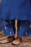 Buy_Anshu Wadhwa_Blue Chanderi, Organza Embroidery, Lace V-neck Kurta Set 