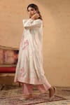 Buy_Anshu Wadhwa_Off White Chanderi Embroidery Split V-neck Resham Kurta Set 