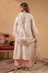 Shop_Anshu Wadhwa_Off White Chanderi Embroidery Split V-neck Resham Kurta Set _at_Aza_Fashions