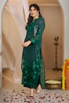 Rimple Agrawal_Green Georgette, Silk Embroidery, Sequins Split Janvi Floral Tunic Pant Set _Online_at_Aza_Fashions