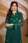 Shop_Rimple Agrawal_Green Georgette, Silk Embroidery, Sequins Split Janvi Floral Tunic Pant Set _Online_at_Aza_Fashions