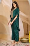 Buy_Rimple Agrawal_Green Silk Beads, Sequins Mandakini Frilled Sleeve Tunic And Box Pleated Pant Set _Online_at_Aza_Fashions