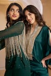 Rimple Agrawal_Green Georgette Chains, Sequins, Beads Alakananda Embellished Tunic With Pant _Online_at_Aza_Fashions