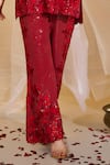 Rimple Agrawal_Red Georgette Sequins, Embroidery, Mirrors, Metallic Moksha Tunic With Pant _Online_at_Aza_Fashions