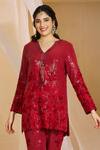 Buy_Rimple Agrawal_Red Georgette Sequins, Embroidery, Mirrors, Metallic Moksha Tunic With Pant _Online_at_Aza_Fashions
