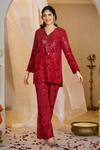 Buy_Rimple Agrawal_Red Georgette Sequins, Embroidery, Mirrors, Metallic Moksha Tunic With Pant _at_Aza_Fashions