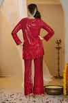 Shop_Rimple Agrawal_Red Georgette Sequins, Embroidery, Mirrors, Metallic Moksha Tunic With Pant _at_Aza_Fashions