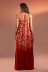 Shop_Rimple Agrawal_Red Net, Silk Applique, Tassels, Sequins Round Ganga Velvet Tunic Palazzo Set _at_Aza_Fashions