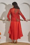 Shop_Rimple Agrawal_Red Organza, Satin Applique, Beads Sweetheart Shankari Jacket Draped Skirt Set _at_Aza_Fashions