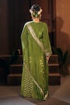 Shop_Prahnaaya_Green Organza Applique, Pearls, Sequins, Sunira Embroidered Kurta Sharara Set _at_Aza_Fashions