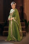 Buy_Prahnaaya_Green Organza Applique, Pearls, Sequins, Sunira Embroidered Kurta Sharara Set _Online_at_Aza_Fashions